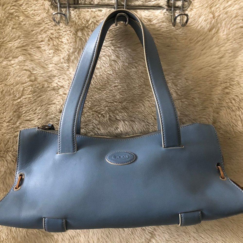 Tod's light blue leather handbag/shoulder bag cobalt